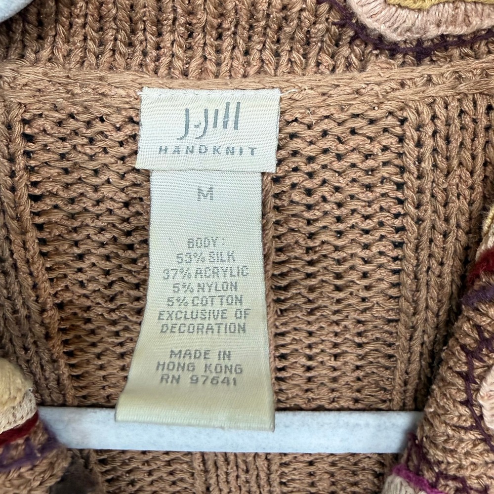 J.Jill Cardigan Sweater Womens Medium Chunky Knit Boho Earthy Cottage Core Silk - Picture 3 of 7